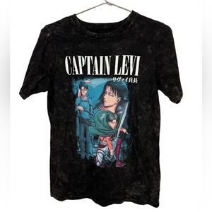 Anime Captain Levi Attack on Titan Acid Washed Men’s M T-Shirt Ripple Junction
